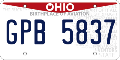 OH license plate GPB5837