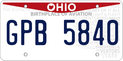 OH license plate GPB5840