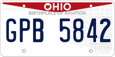 OH license plate GPB5842