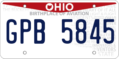 OH license plate GPB5845