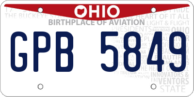OH license plate GPB5849