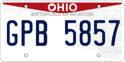 OH license plate GPB5857