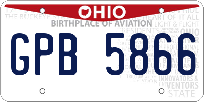 OH license plate GPB5866
