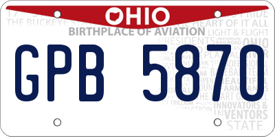 OH license plate GPB5870
