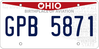 OH license plate GPB5871