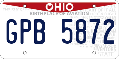 OH license plate GPB5872