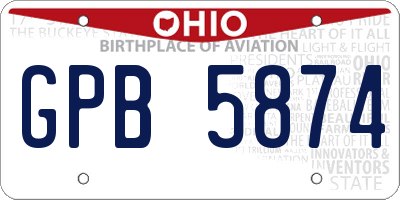 OH license plate GPB5874