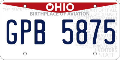 OH license plate GPB5875
