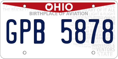OH license plate GPB5878