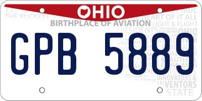 OH license plate GPB5889