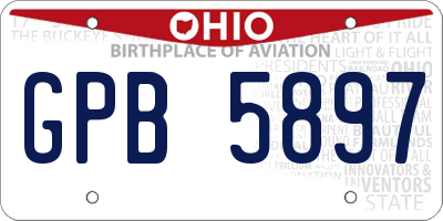 OH license plate GPB5897