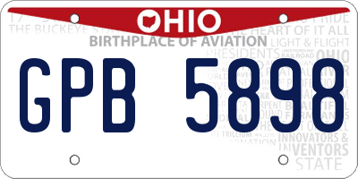 OH license plate GPB5898