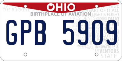 OH license plate GPB5909