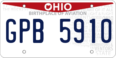 OH license plate GPB5910
