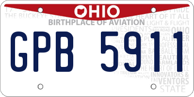 OH license plate GPB5911