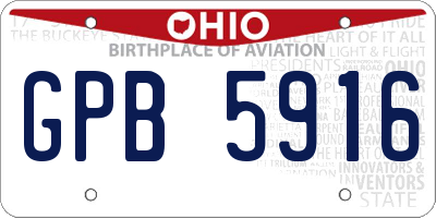 OH license plate GPB5916