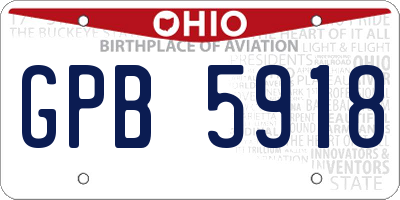 OH license plate GPB5918