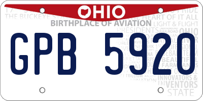 OH license plate GPB5920