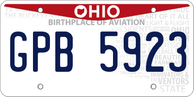 OH license plate GPB5923