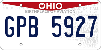 OH license plate GPB5927