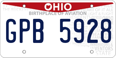 OH license plate GPB5928