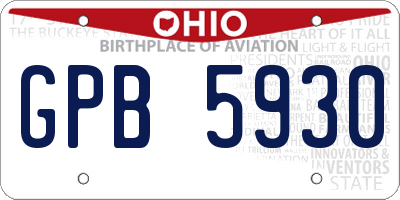 OH license plate GPB5930