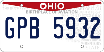 OH license plate GPB5932