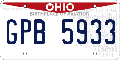 OH license plate GPB5933