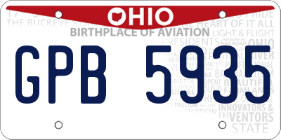 OH license plate GPB5935