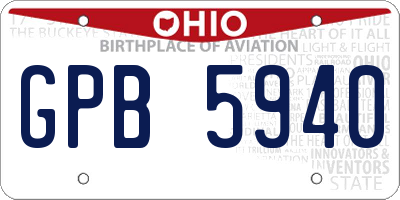 OH license plate GPB5940
