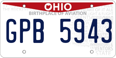 OH license plate GPB5943