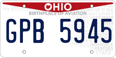 OH license plate GPB5945