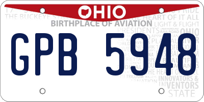 OH license plate GPB5948
