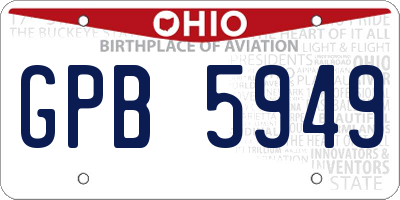 OH license plate GPB5949