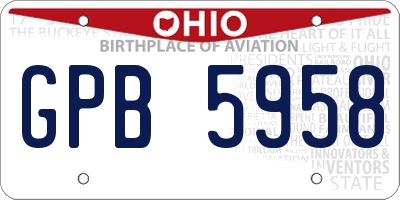 OH license plate GPB5958