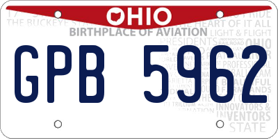 OH license plate GPB5962