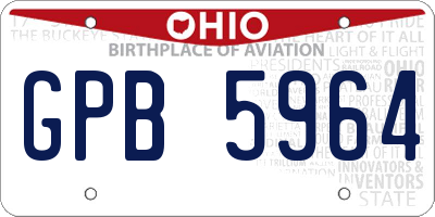 OH license plate GPB5964