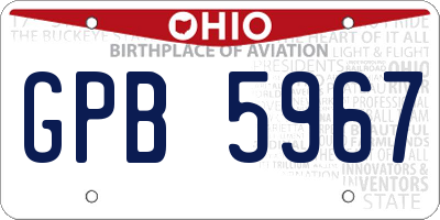 OH license plate GPB5967