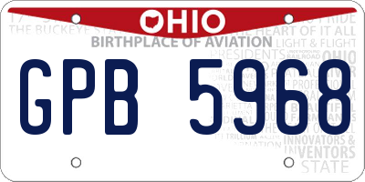 OH license plate GPB5968