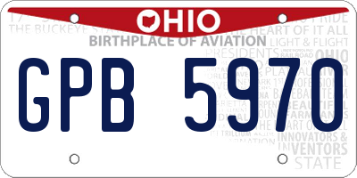 OH license plate GPB5970