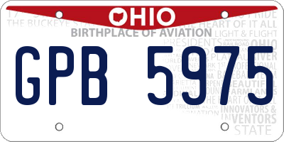 OH license plate GPB5975