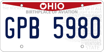 OH license plate GPB5980