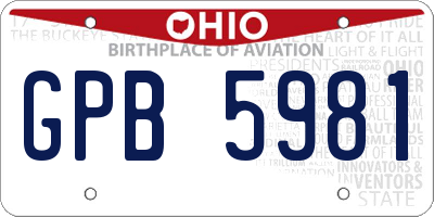 OH license plate GPB5981