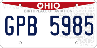 OH license plate GPB5985