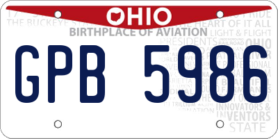 OH license plate GPB5986