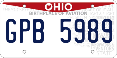 OH license plate GPB5989