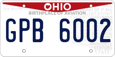 OH license plate GPB6002
