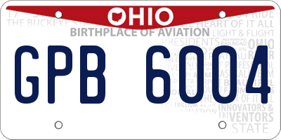 OH license plate GPB6004