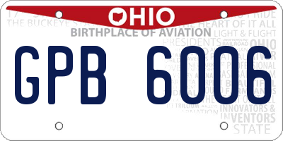 OH license plate GPB6006