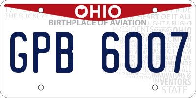 OH license plate GPB6007